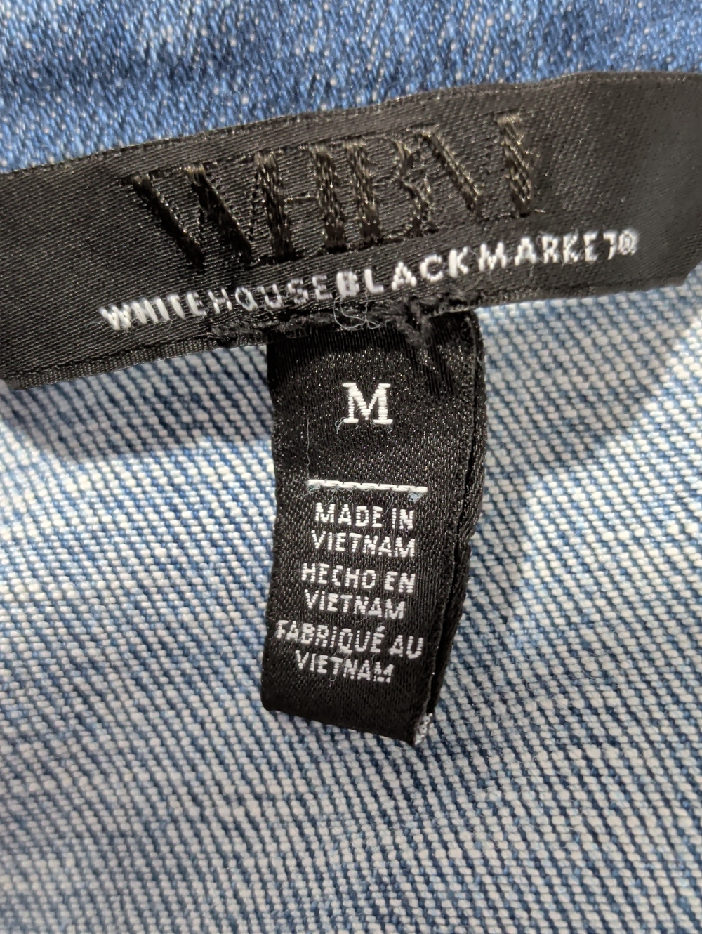 White House Black Market Classic Blue Denim Jacket with Lace-Up Sides - Picture 7 of 7